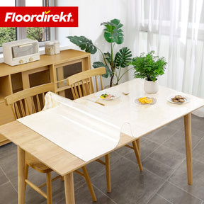 Tischfolie | Neo Milky | Halbtransparente Tischschutzfolie in Milchweiß mit abgeschrägter Kante auf Maß