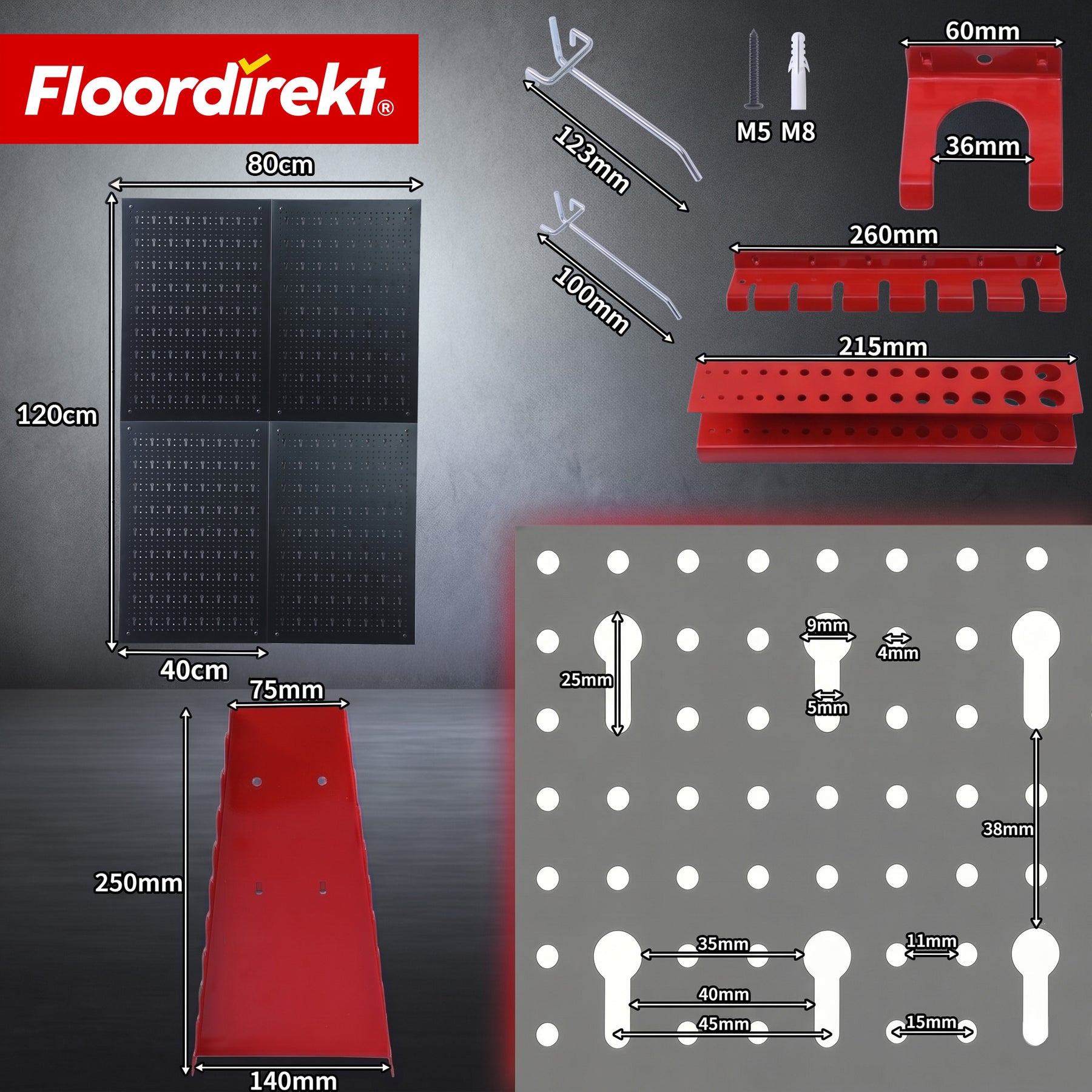 T8_Schwarz / Rot - 4 Platten Set