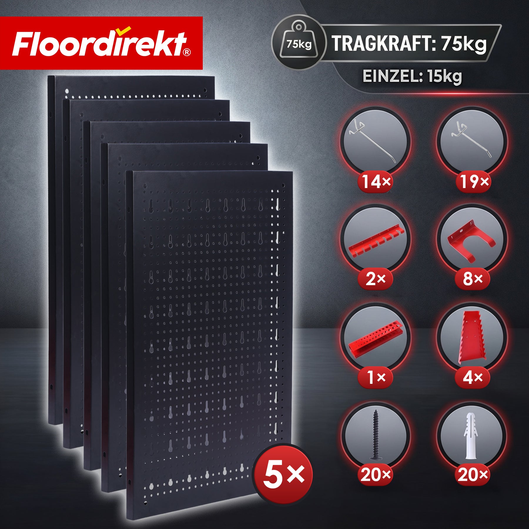 T1_Schwarz / Rot - 5 Platten Set