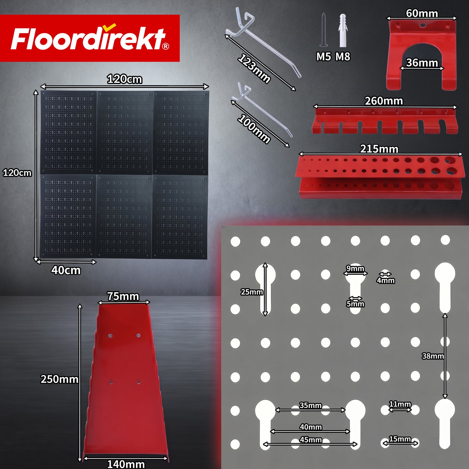 T8_Schwarz / Rot - 6 Platten Set