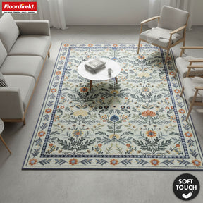 Wohnteppich | Cascada | Eleganter Teppich mit Blumen-Design in harmonischen Farben | Rutschfest, strapazierfähig & pflegeleicht | In verschiedenen Größen