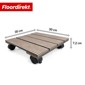 WPC-Pflanzenroller | Marquis | Rolluntersetzer 30 x 30 cm | 360° Lenkrollen mit Bremse | Tragkraft bis 80 kg
