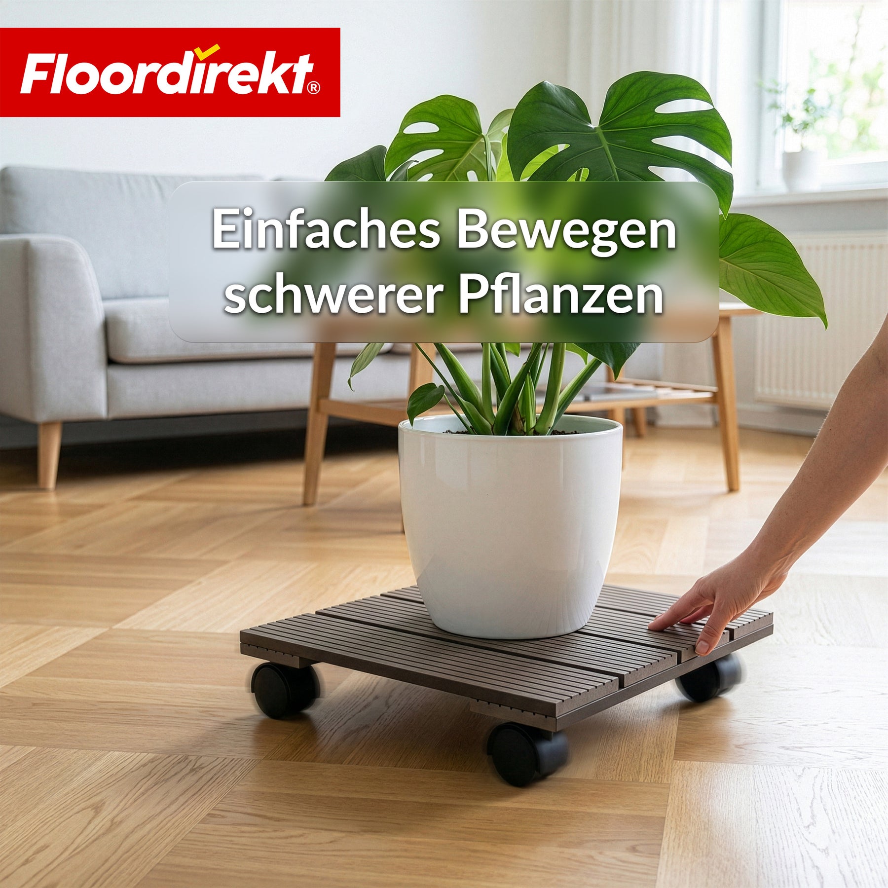 WPC-Pflanzenroller | Marquis | Rolluntersetzer 30 x 30 cm | 360° Lenkrollen mit Bremse | Tragkraft bis 80 kg