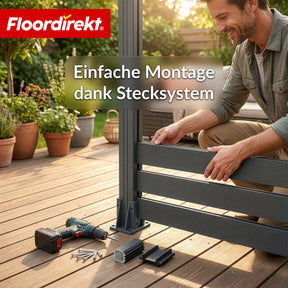 WPC-Sichtschutzzaun | Milos | 180 x 180 cm in Anthrazit mit Aluminium-Pfosten