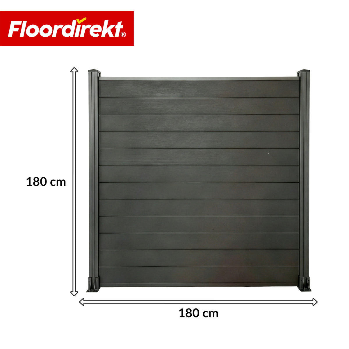 WPC-Sichtschutzzaun | Ponza | 180 x 180 cm | Moderner Sicht- & Windschutz in Schwarz mit Aluminium-Pfosten