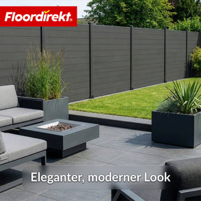 WPC-Sichtschutzzaun | Ponza | 180 x 180 cm | Moderner Sicht- & Windschutz in Schwarz mit Aluminium-Pfosten