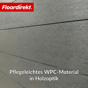 WPC-Sichtschutzzaun | Ponza | 180 x 180 cm | Moderner Sicht- & Windschutz in Schwarz mit Aluminium-Pfosten