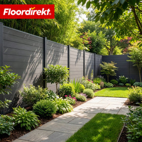 WPC-Sichtschutzzaun | Ponza | 180 x 180 cm | Moderner Sicht- & Windschutz in Schwarz mit Aluminium-Pfosten