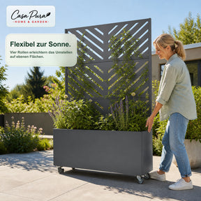 Pflanzkasten mit Rankgitter | Floris | Mobiler Sichtschutz aus verzinktem Stahl | 119,5 × 40,6 × 185,5 cm